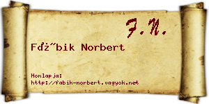 Fábik Norbert névjegykártya