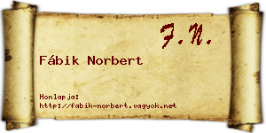 Fábik Norbert névjegykártya